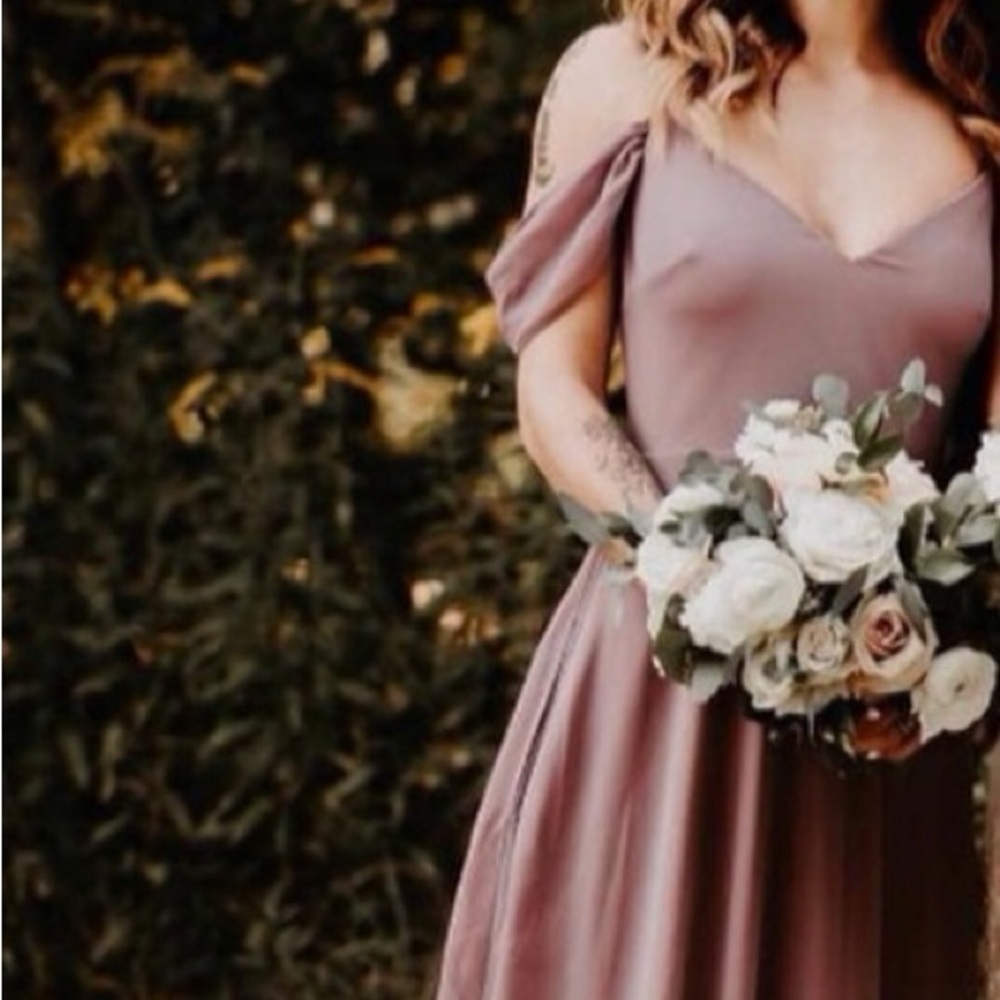 Elegant Mauve Off-Shoulder Dress